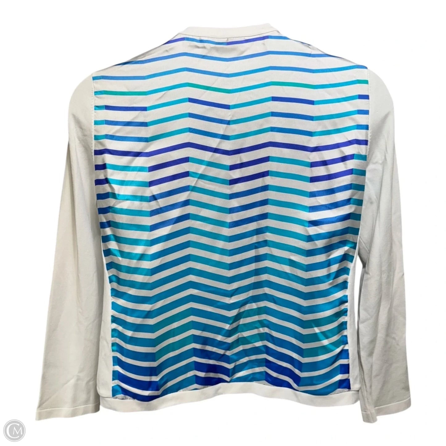 Sweater Cardigan By Per Se In Chevron Pattern, Size: L