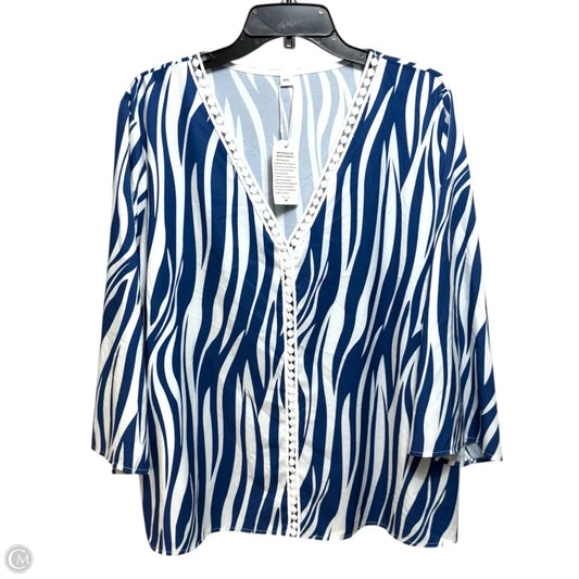 Top 3/4 Sleeve By Clothes Mentor In Blue, Size: Xxl