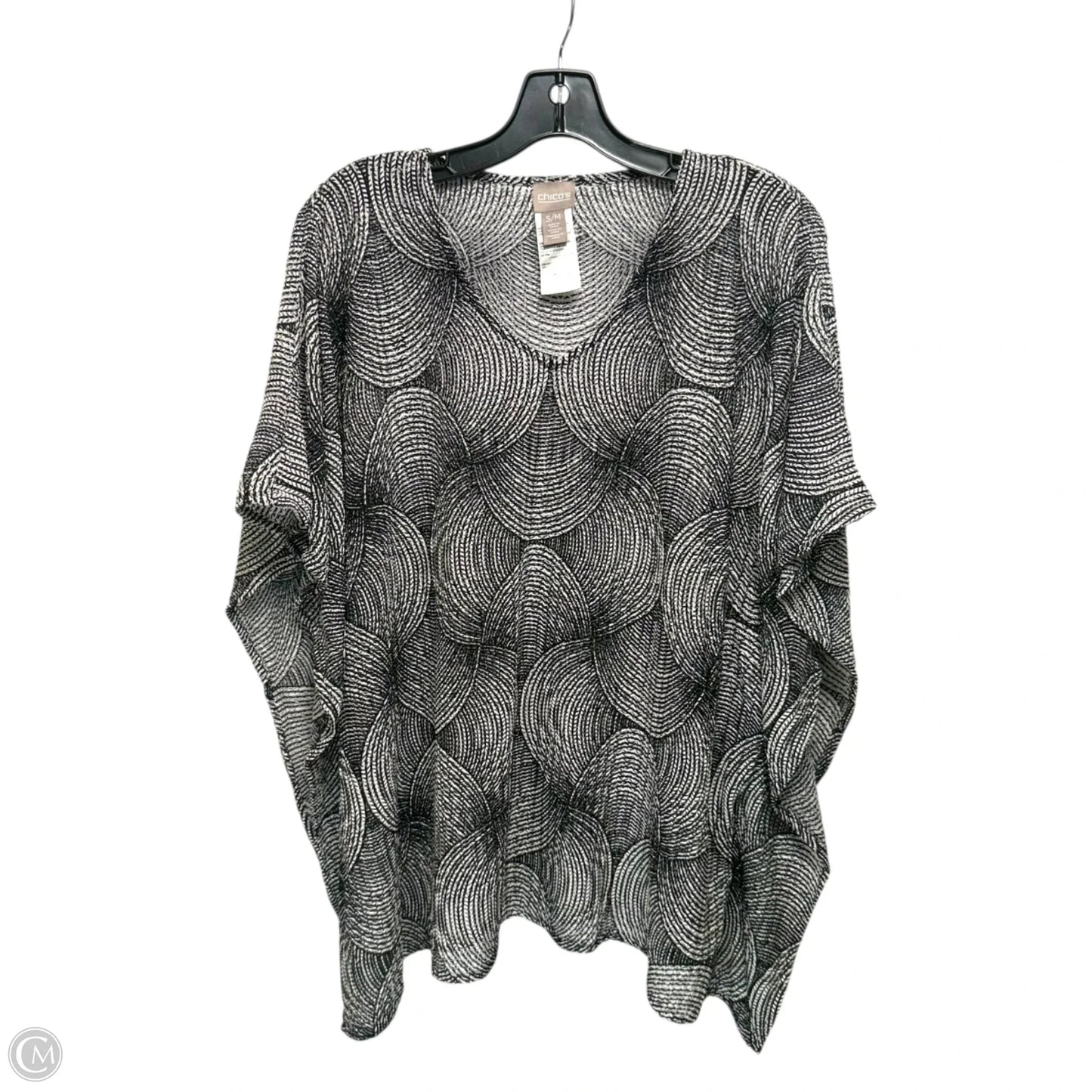 Top Short Sleeve By Chicos In Black & White, Size: S/M