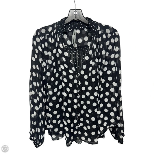 Estella Sheer Blouse By Anthropologie In Polka Dot Pattern, Size: XS
