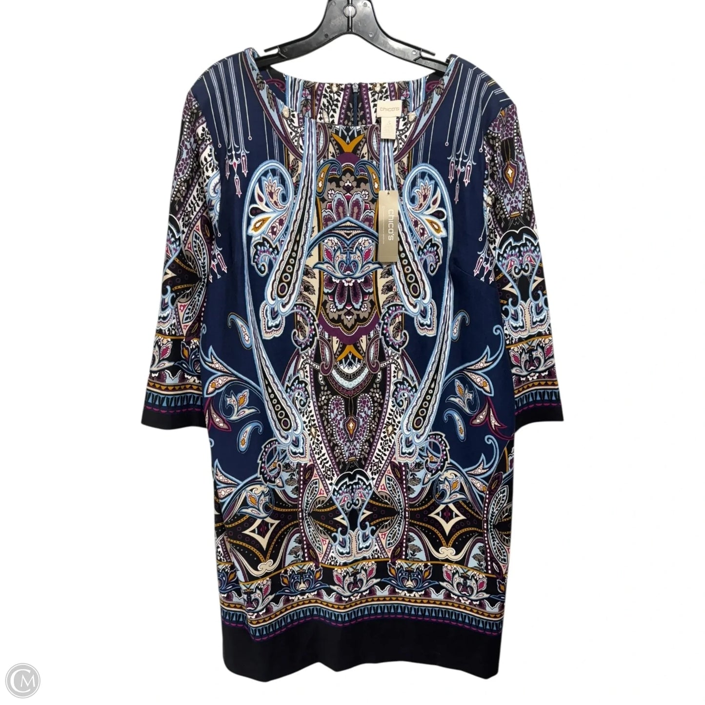 Paisley Nouveau Dress Casual Short By Chicos In Blue, Size: Xl