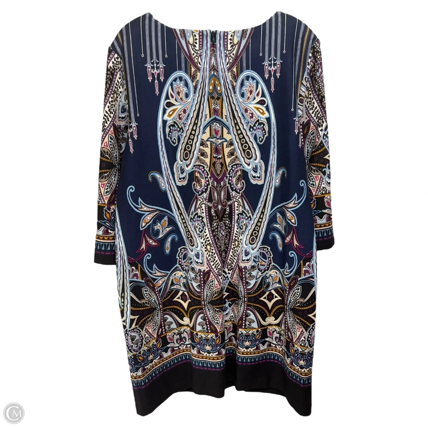 Paisley Nouveau Dress Casual Short By Chicos In Blue, Size: Xl