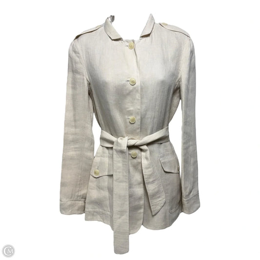 Linen Belted Blazer Designer By Max Mara In Tan, Size: 2