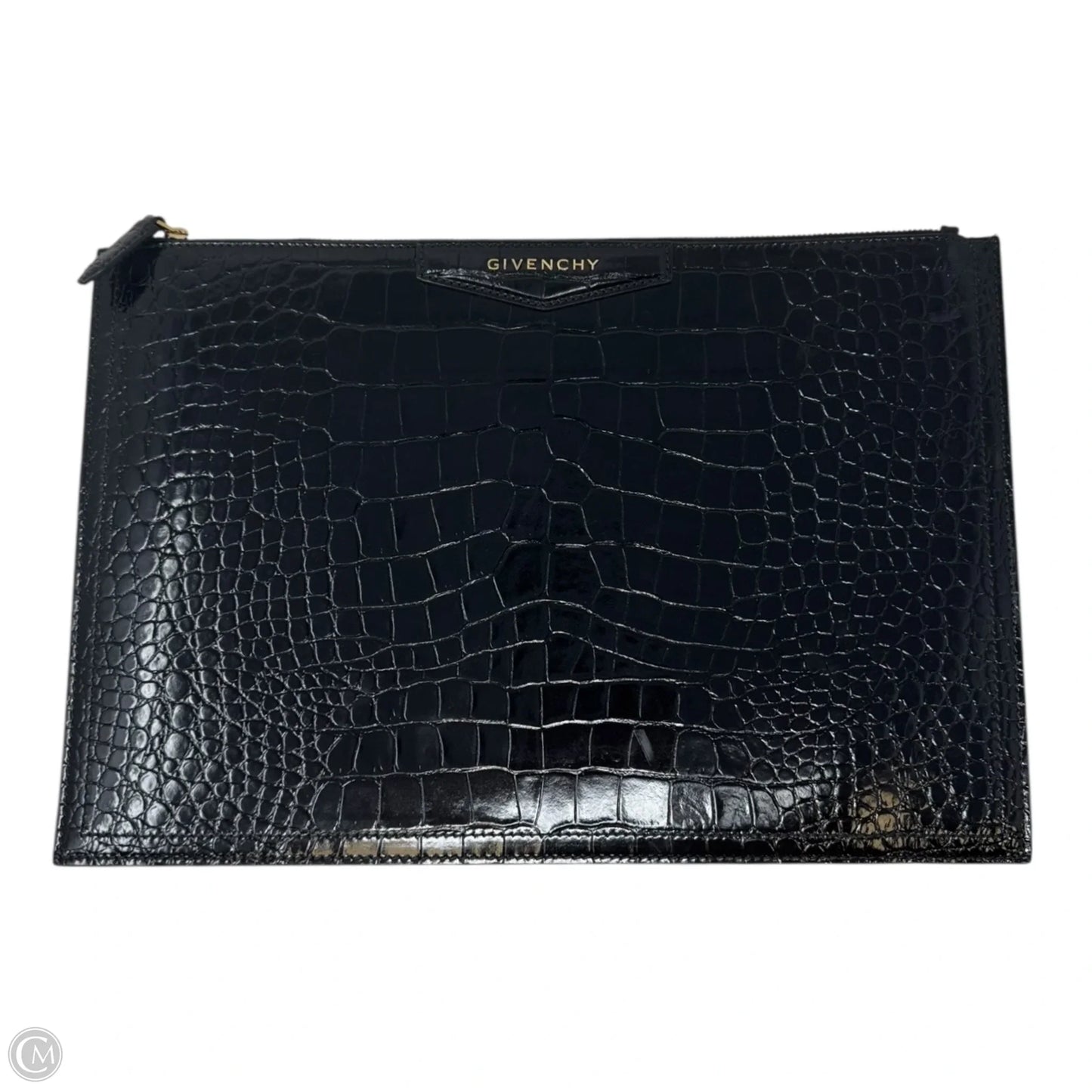 Antigona Patent Croc Embossed Clutch Luxury Designer By Givenchy, Size: Large