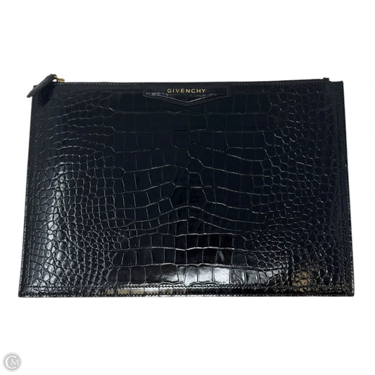 Antigona Patent Croc Embossed Clutch Luxury Designer By Givenchy, Size: Large