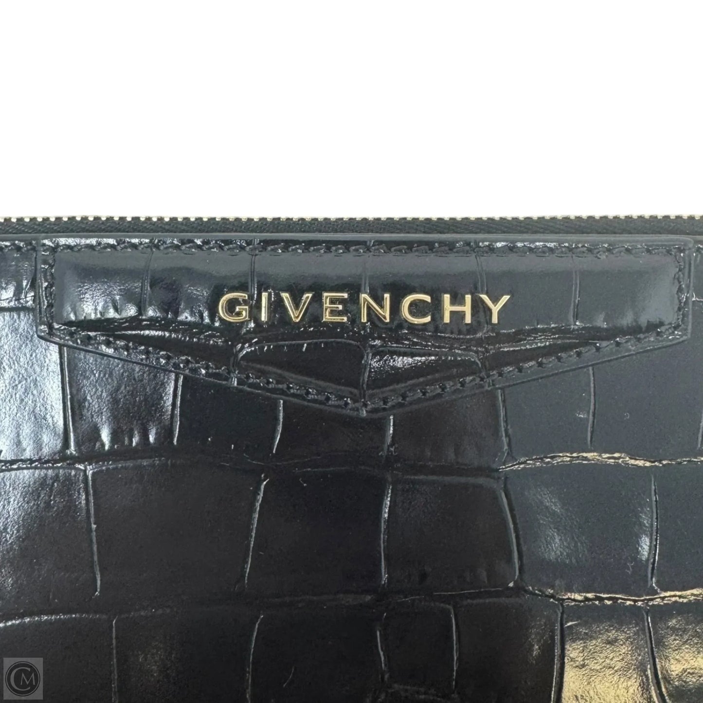 Antigona Patent Croc Embossed Clutch Luxury Designer By Givenchy, Size: Large