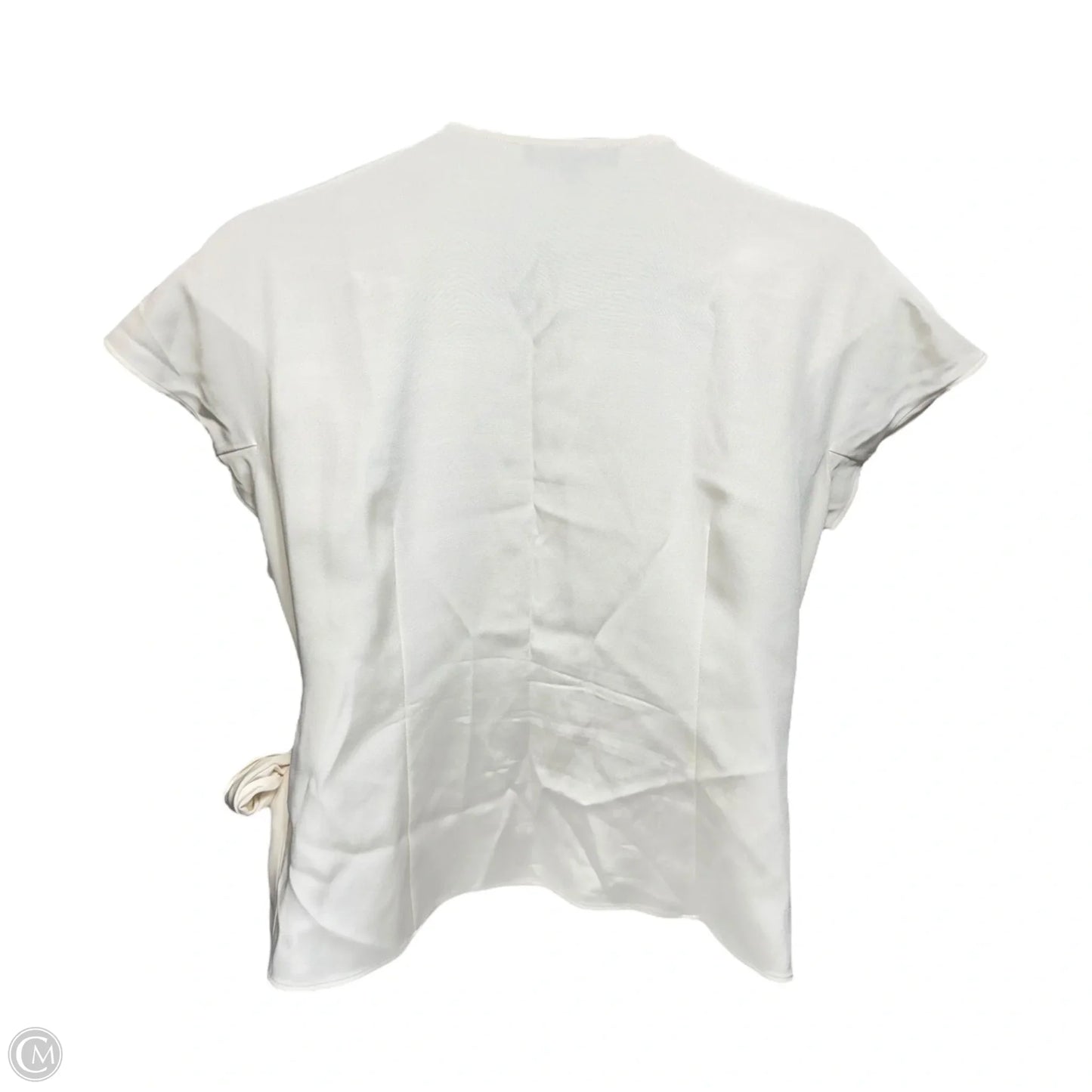 Silk Tie Top Short Sleeve Designer By Lafayette 148 In Cream, Size: 14