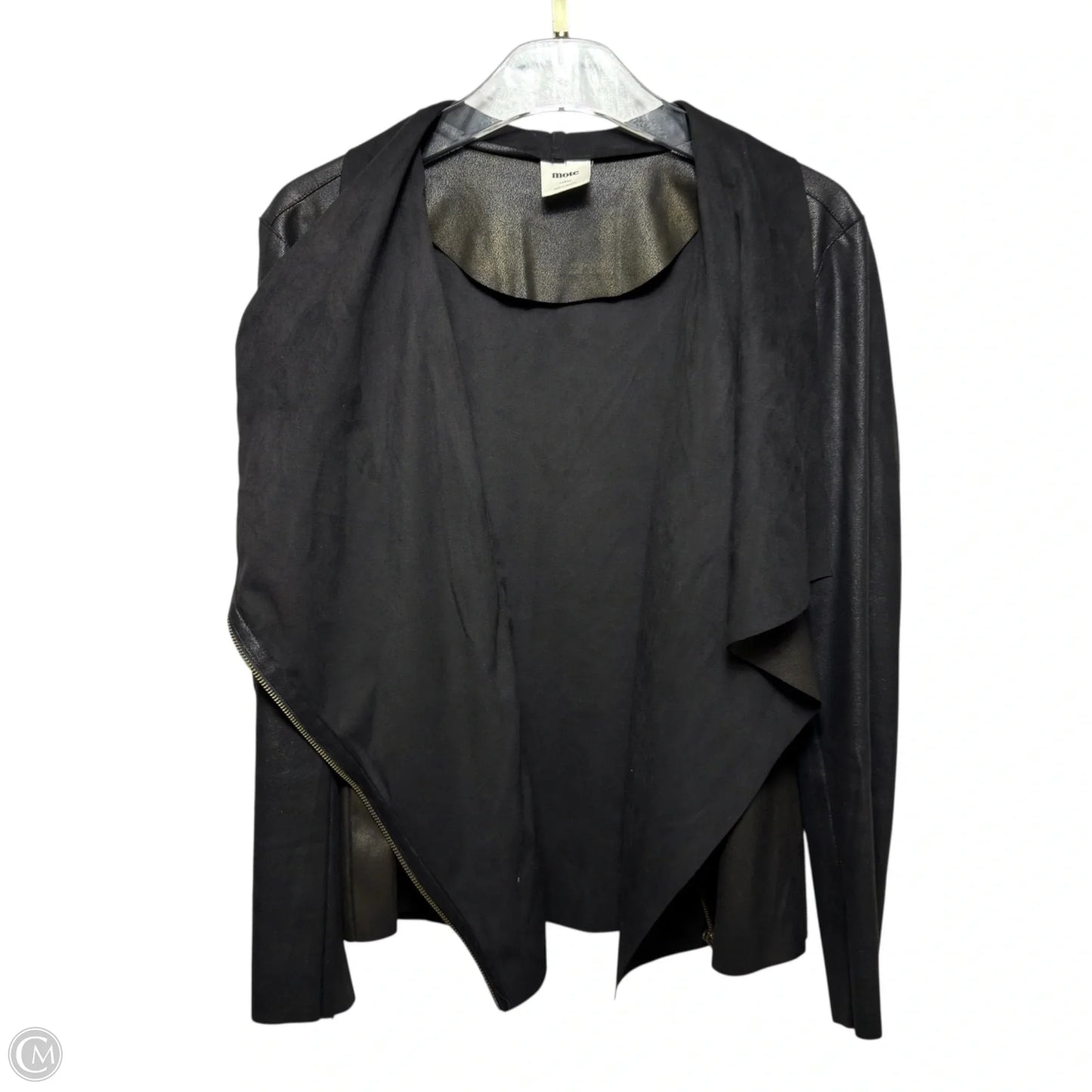 Lightweight Soft Faux Suede Drape Jacket In Black Foil By Mote In Black, Size: L