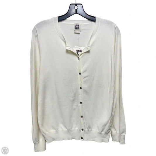 Sweater Cardigan By Anne Klein In Cream, Size: L