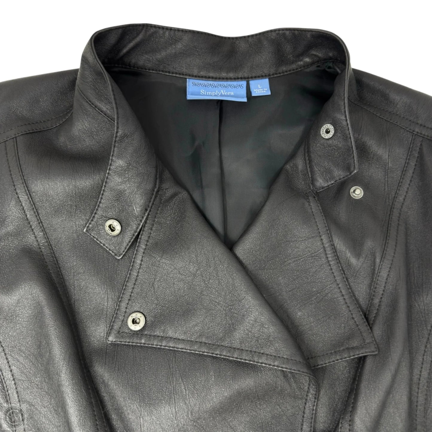 Vegan Leather Jacket By Simply Vera In Black, Size: Xl