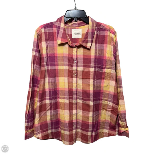 Top Long Sleeve By Lucky Brand In Plaid Pattern, Size: Xl