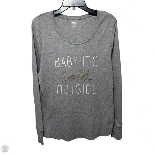 Top Long Sleeve Basic By Charming Charlie In Grey, Size: L
