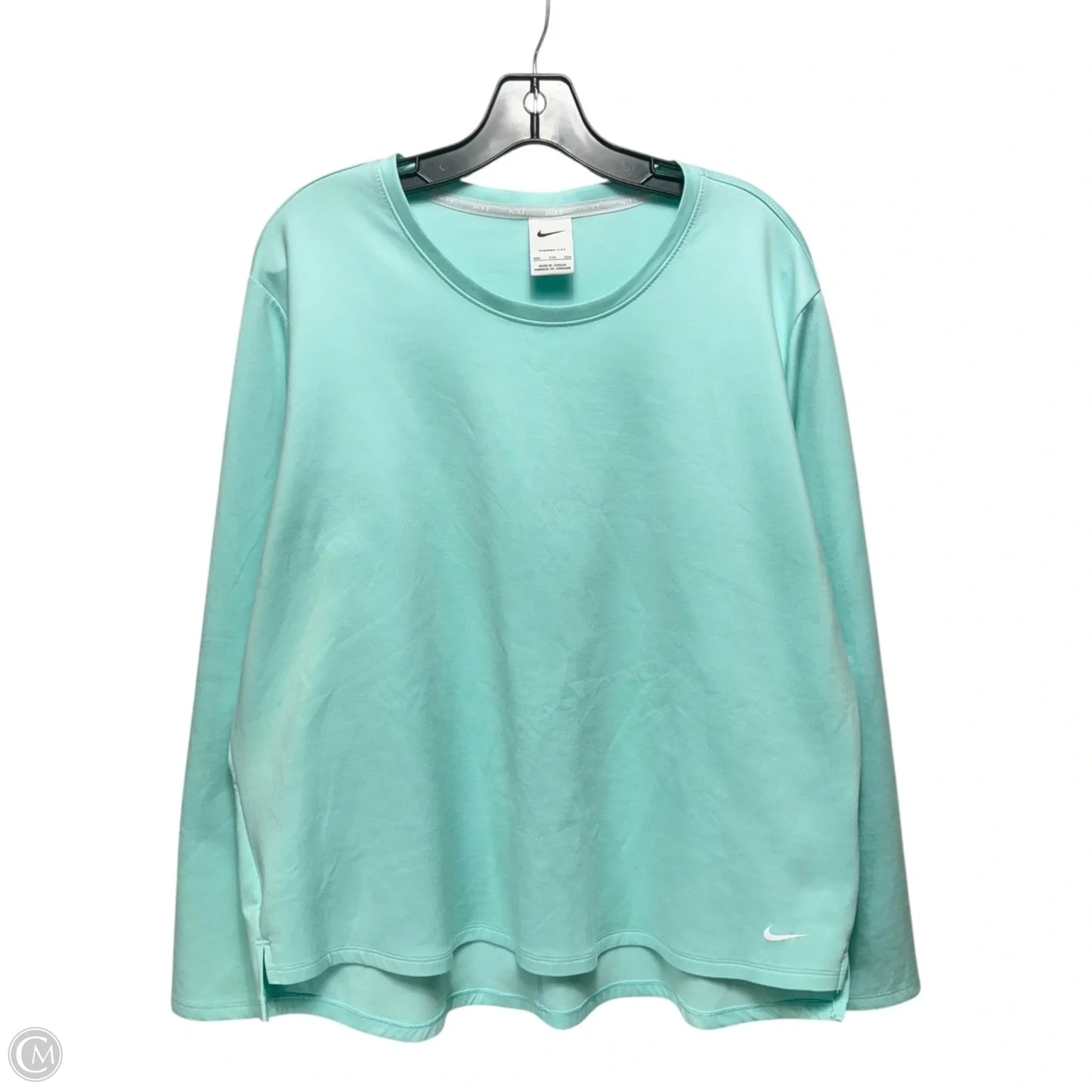 Athletic Top Long Sleeve Crewneck By Nike Apparel In Aqua, Size: Xxl