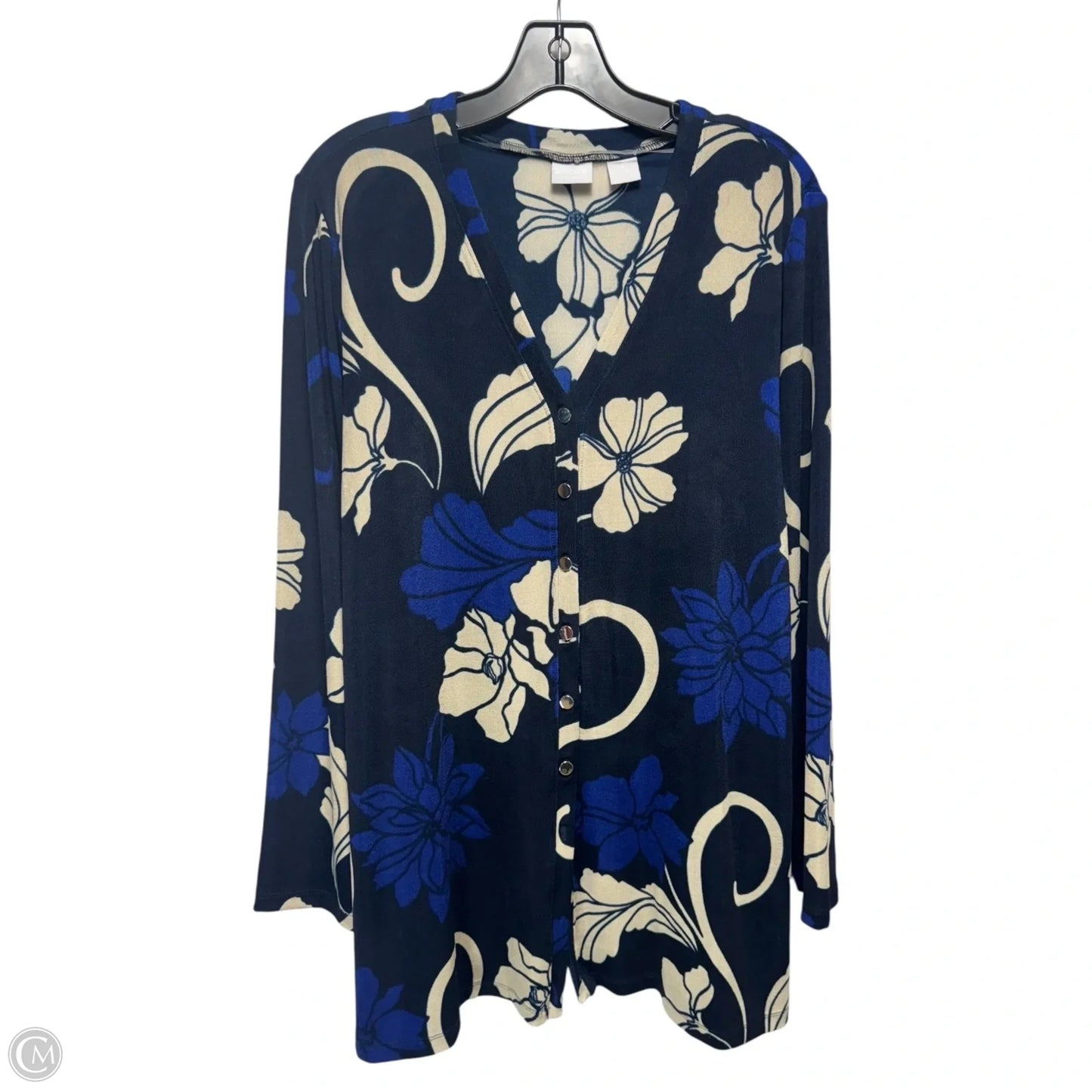 Cardigan By Chicos In Floral Print, Size: Xl