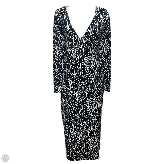 Long Sleeve Midi Wrap Dress Designer By Diane Von Furstenberg X Target In Sea Spots Black, Size: S
