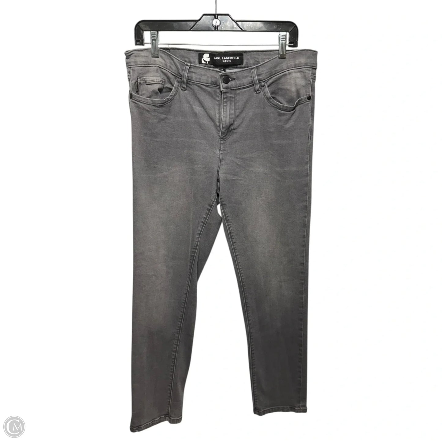 Skinny Jeans Designer By Karl Lagerfeld In Grey, Size: 14