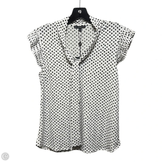 Tie Neck Knit Top With Pleated ShouldersTop Sleeveless By Adrianna Papell In Polkadot Pattern, Size: M