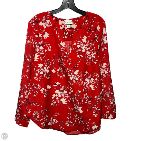 Top Long Sleeve By Ava & Viv In Floral Print, Size: L
