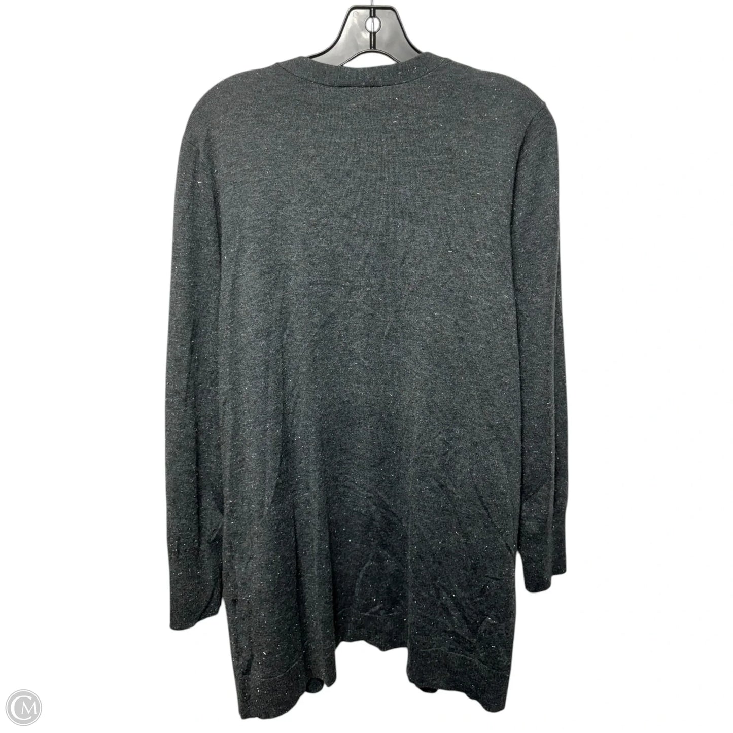 Metallic Sweater Cardigan By Chicos In Grey, Size: M