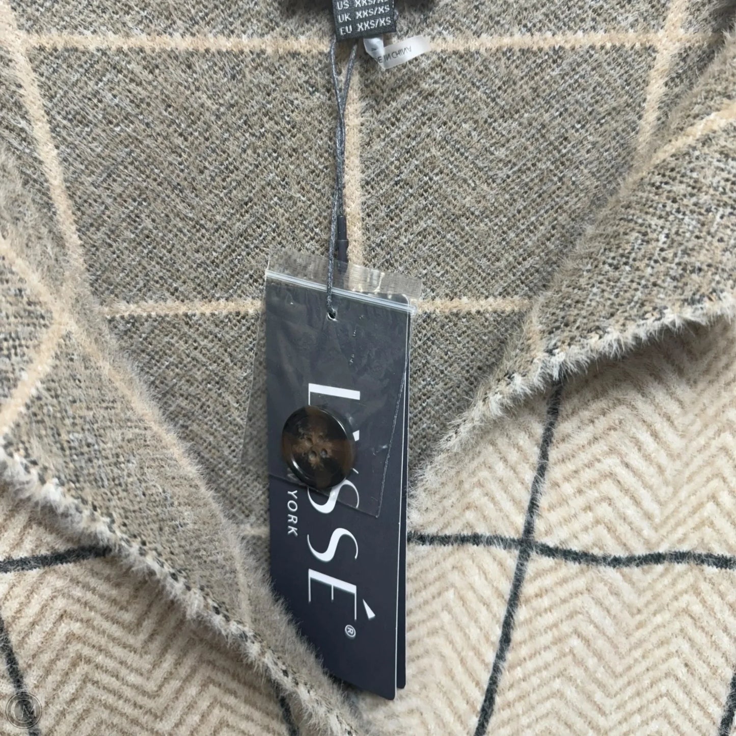 Sweater Cardigan By Lysse In Plaid Pattern, Size: Xxs