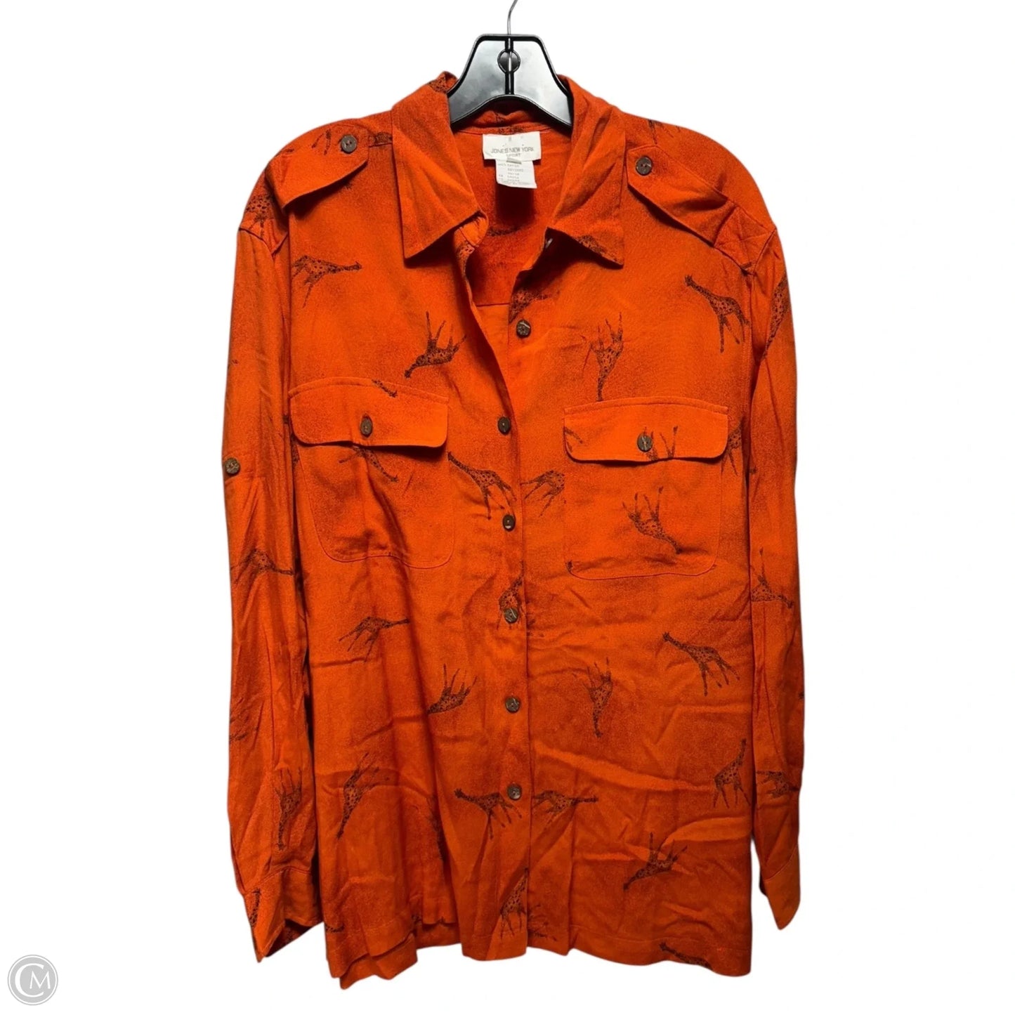 Giraffe Top Long Sleeve By Jones New York In Animal Print, Size: L