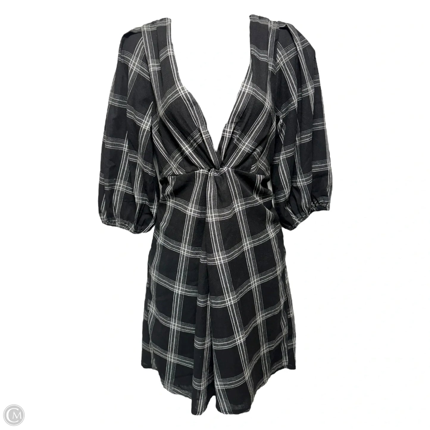 Miss Molly Puff Sleeve Tunic Mini Dress By Free People In Plaid Pattern, Size: 6
