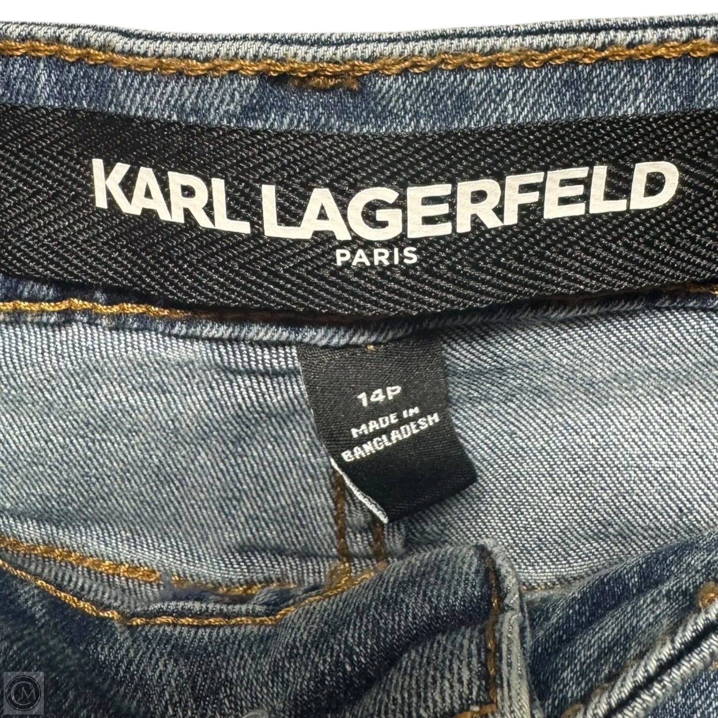 Patch Jeans Designer By Karl Lagerfeld In Blue Denim, Size: 14p