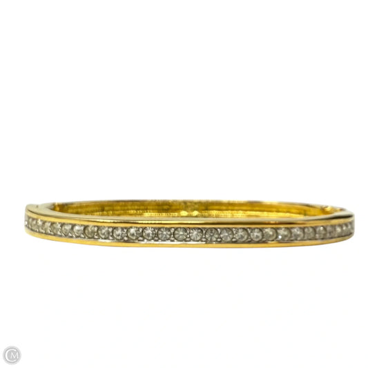 Crystal & Gold Tone Hinged Bangle Bracelet By Swarovski
