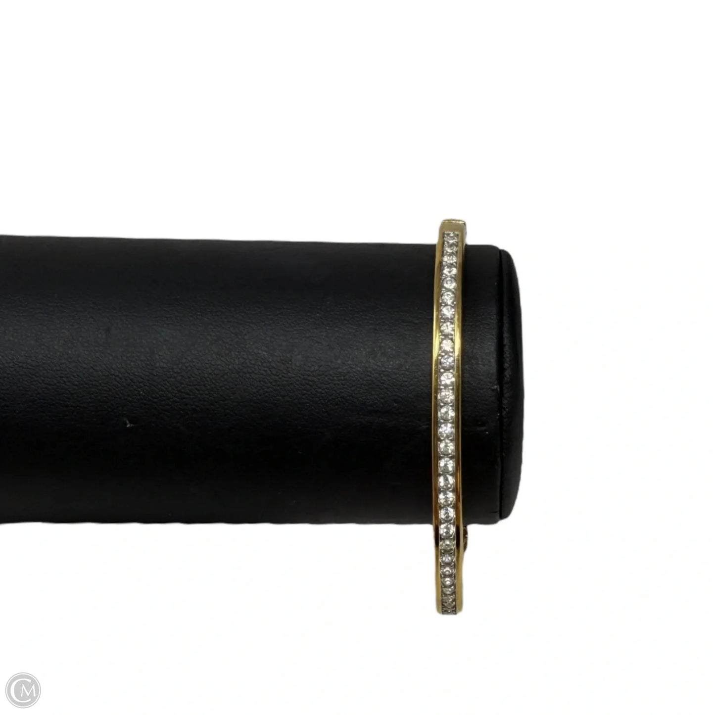 Crystal & Gold Tone Hinged Bangle Bracelet By Swarovski