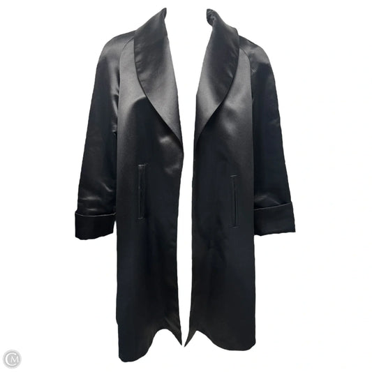 Vintage Satin Long Coat By JS Signature In Black, Size: L