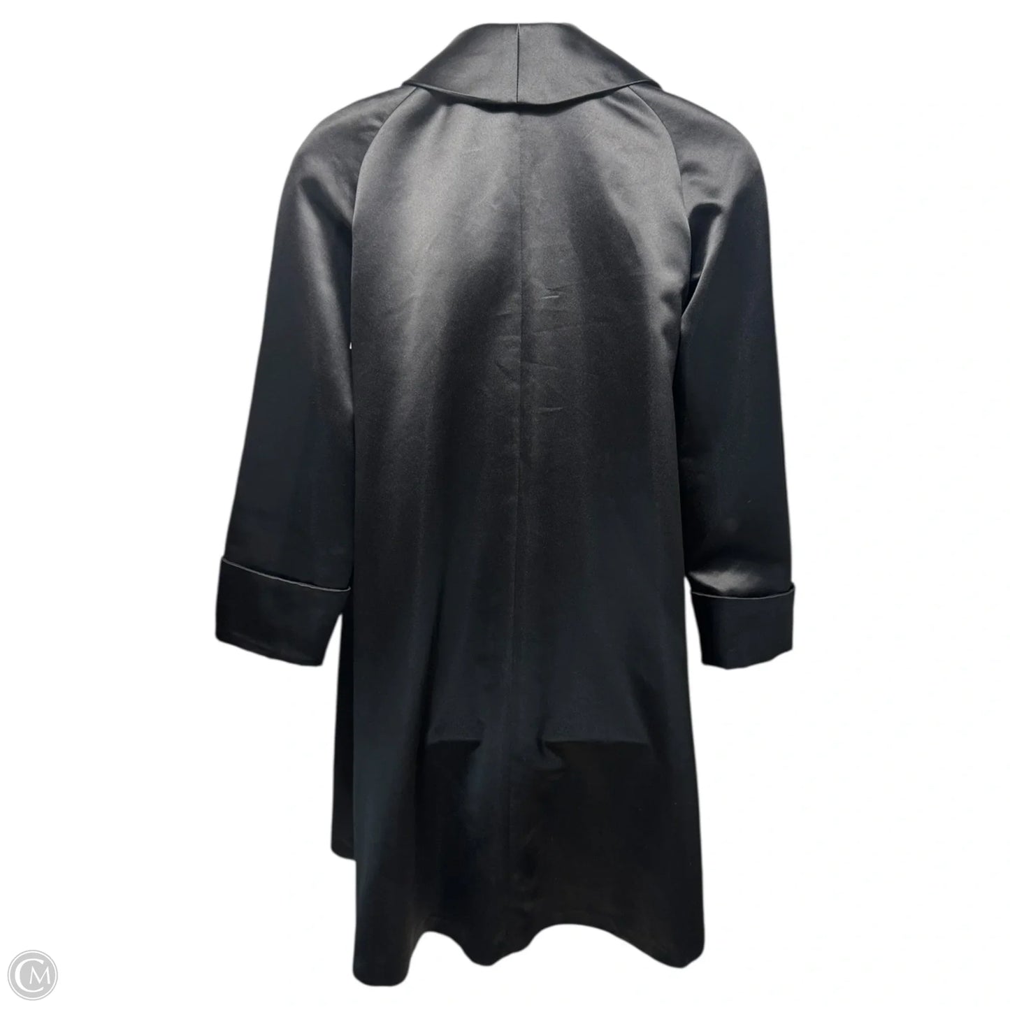 Vintage Satin Long Coat By JS Signature In Black, Size: L