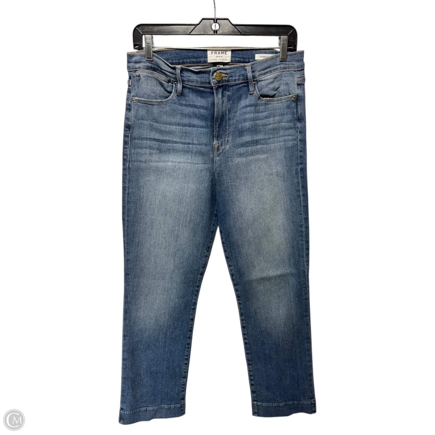 Le High Straight Jeans Skinny By Frame In Blue Denim, Size: 14