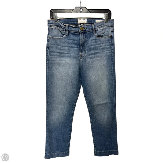 Le High Straight Jeans Skinny By Frame In Blue Denim, Size: 14