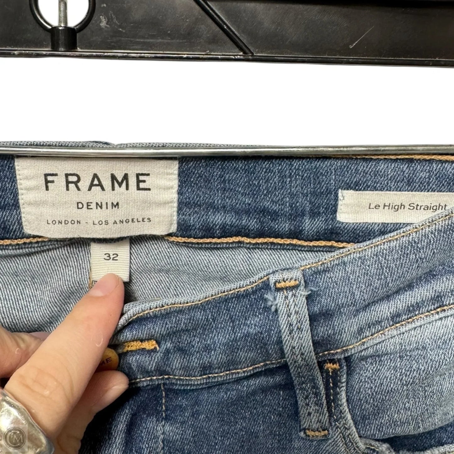 Le High Straight Jeans Skinny By Frame In Blue Denim, Size: 14