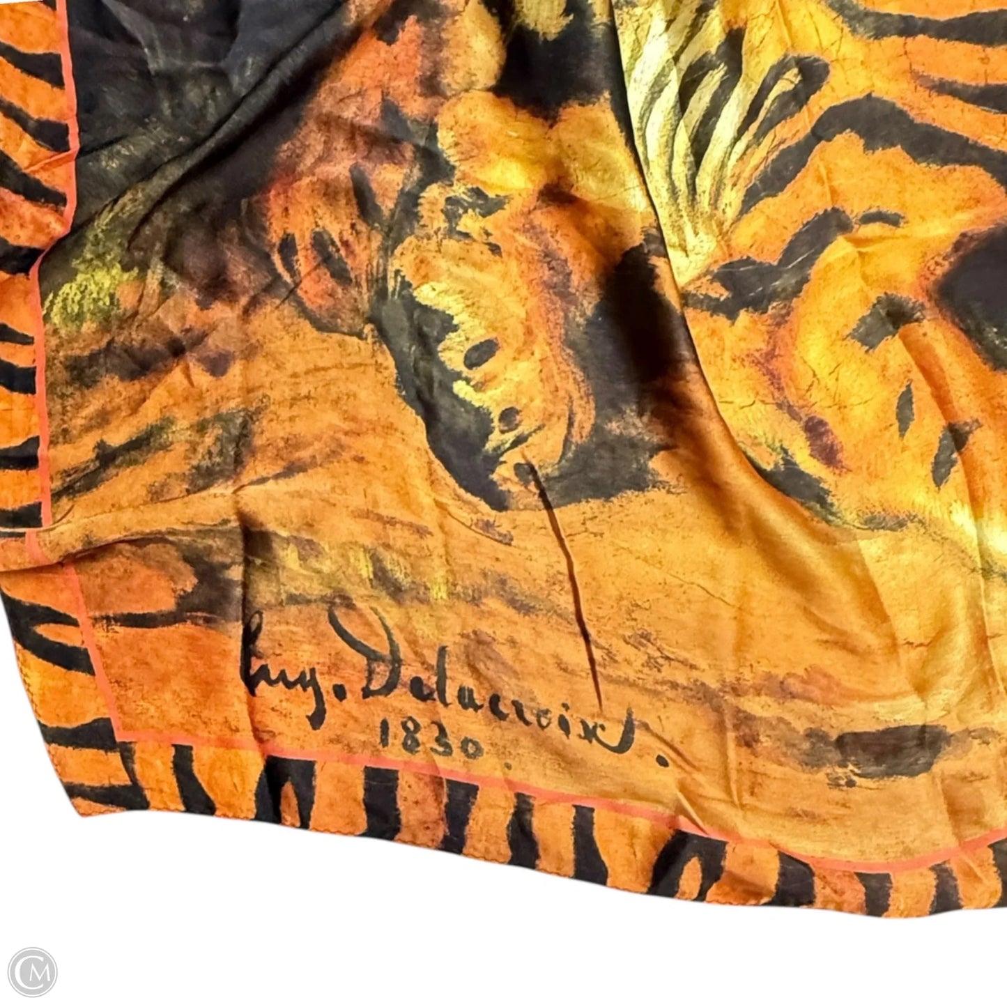 Delacroix “Young Lion Playing With Its Mother”Oversized Oblong Printed Silk Scarf By The Metropolitan Museum of Art , Size: 0