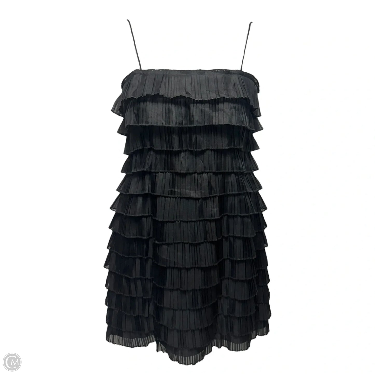 Silk Tiered Ruffle Dress Casual Short By Signette In Black, Size: 8