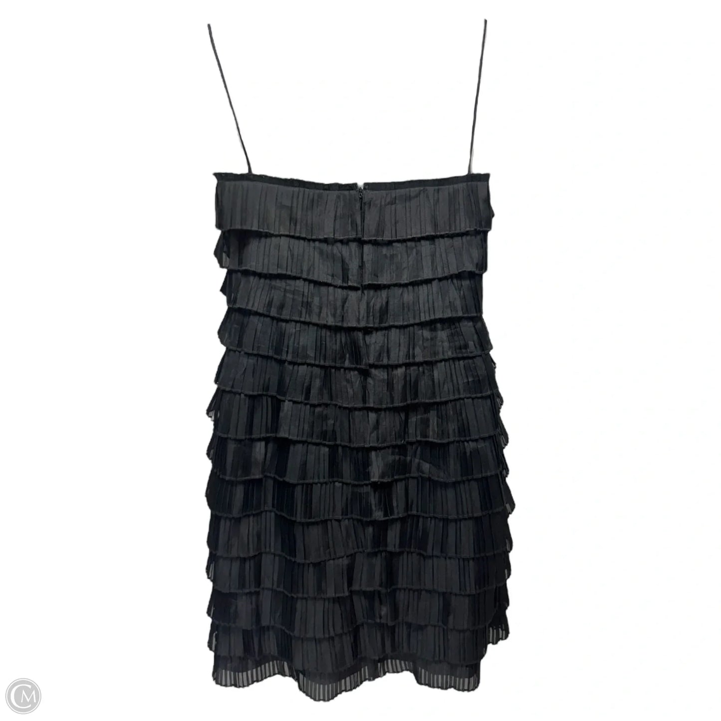Silk Tiered Ruffle Dress Casual Short By Signette In Black, Size: 8