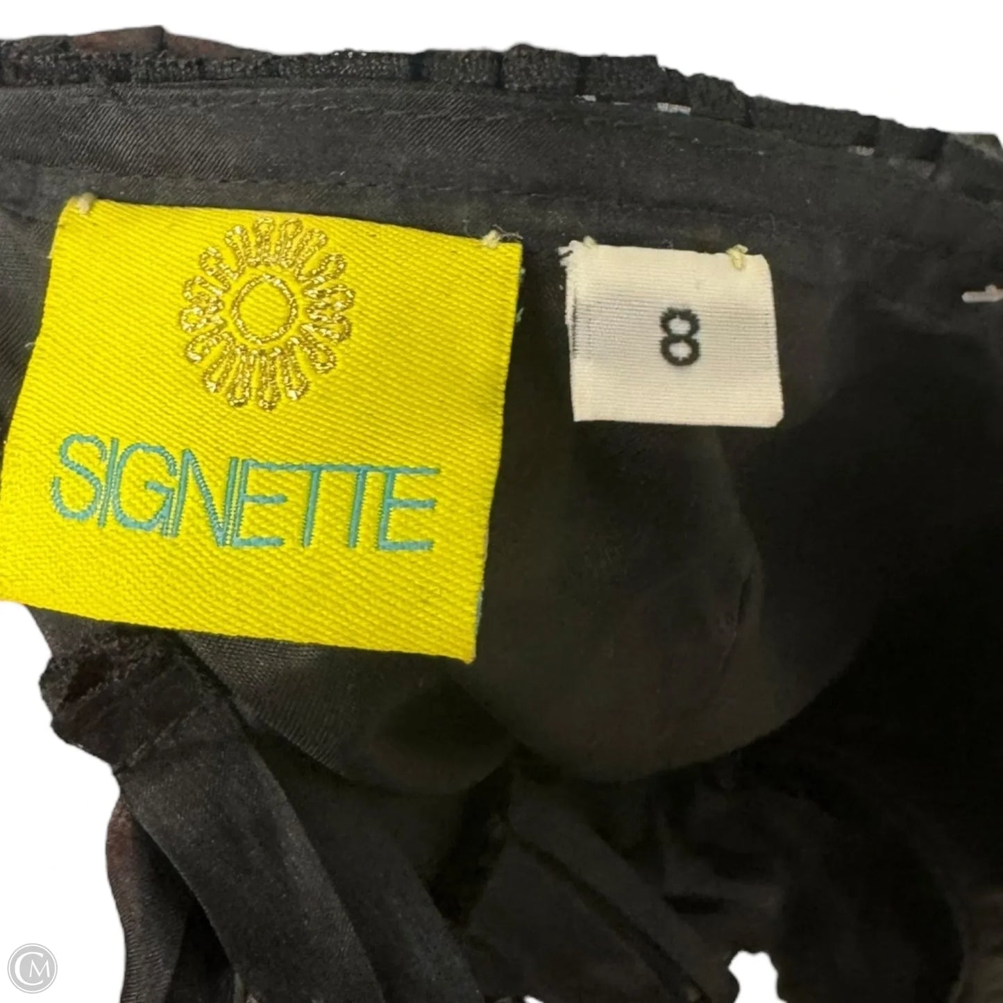 Silk Tiered Ruffle Dress Casual Short By Signette In Black, Size: 8