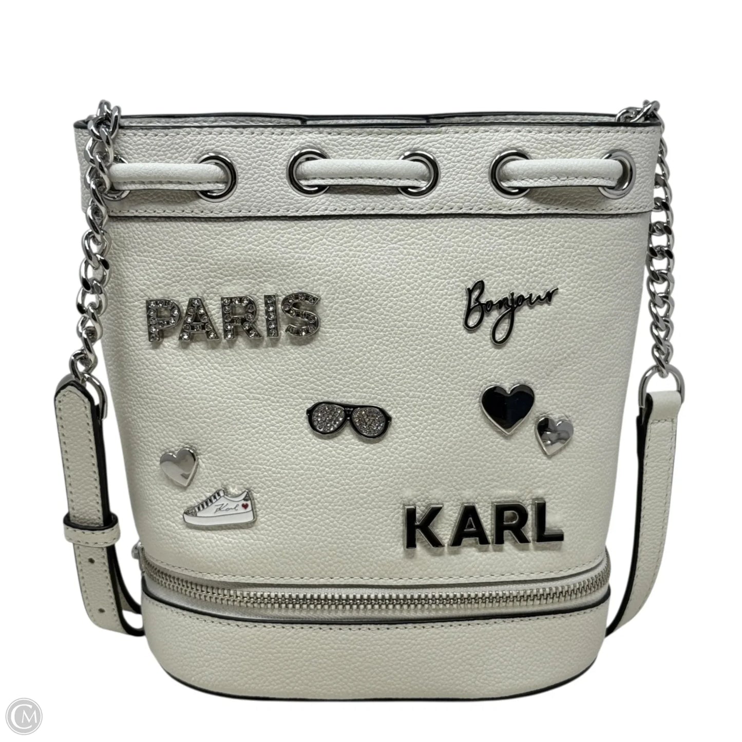 Nantes Leather Bucket Bag Crossbody Designer By Karl Lagerfeld, Size: Medium