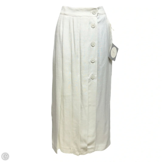 Vintage Pleated Mid Length Skirt Luxury Designer By Dior In Cream, Size: 10