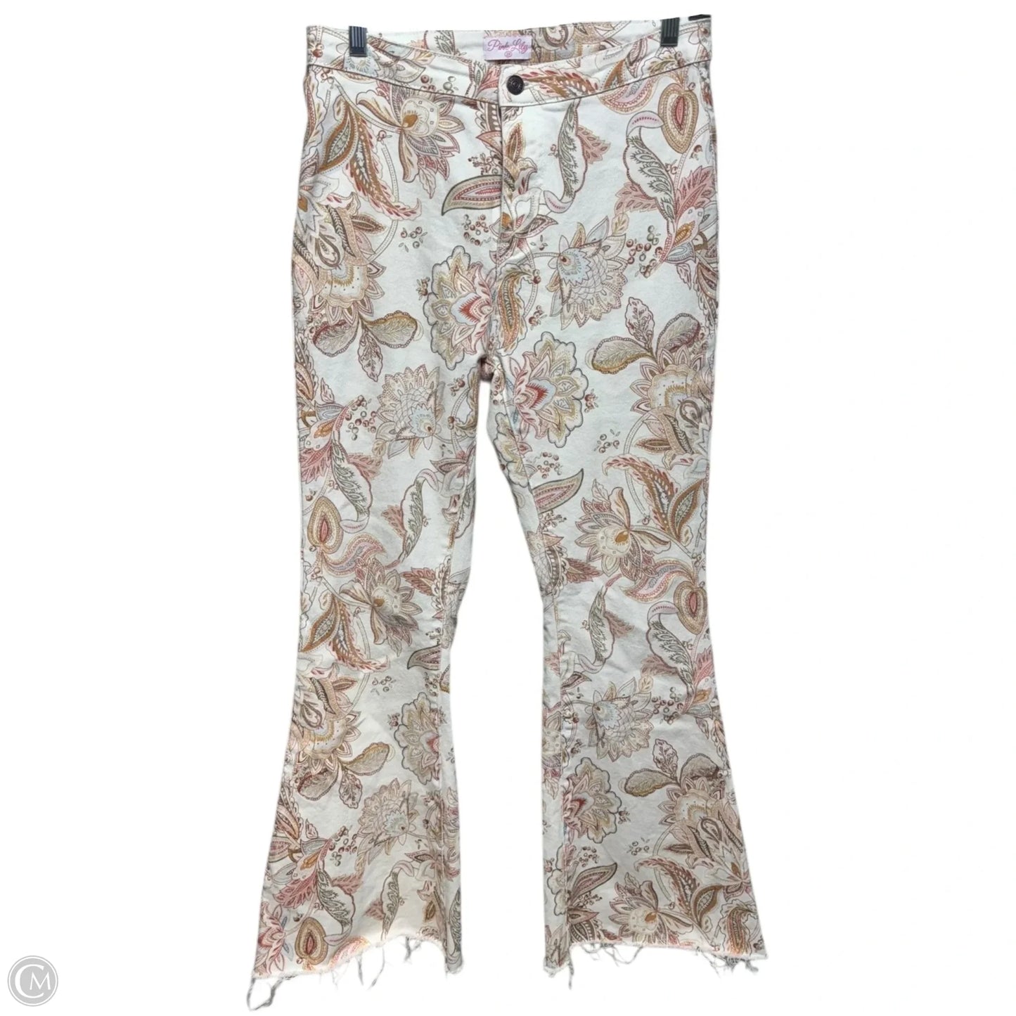 Paisley Jeans Flared By Pink Lily In Floral Print, Size: 6