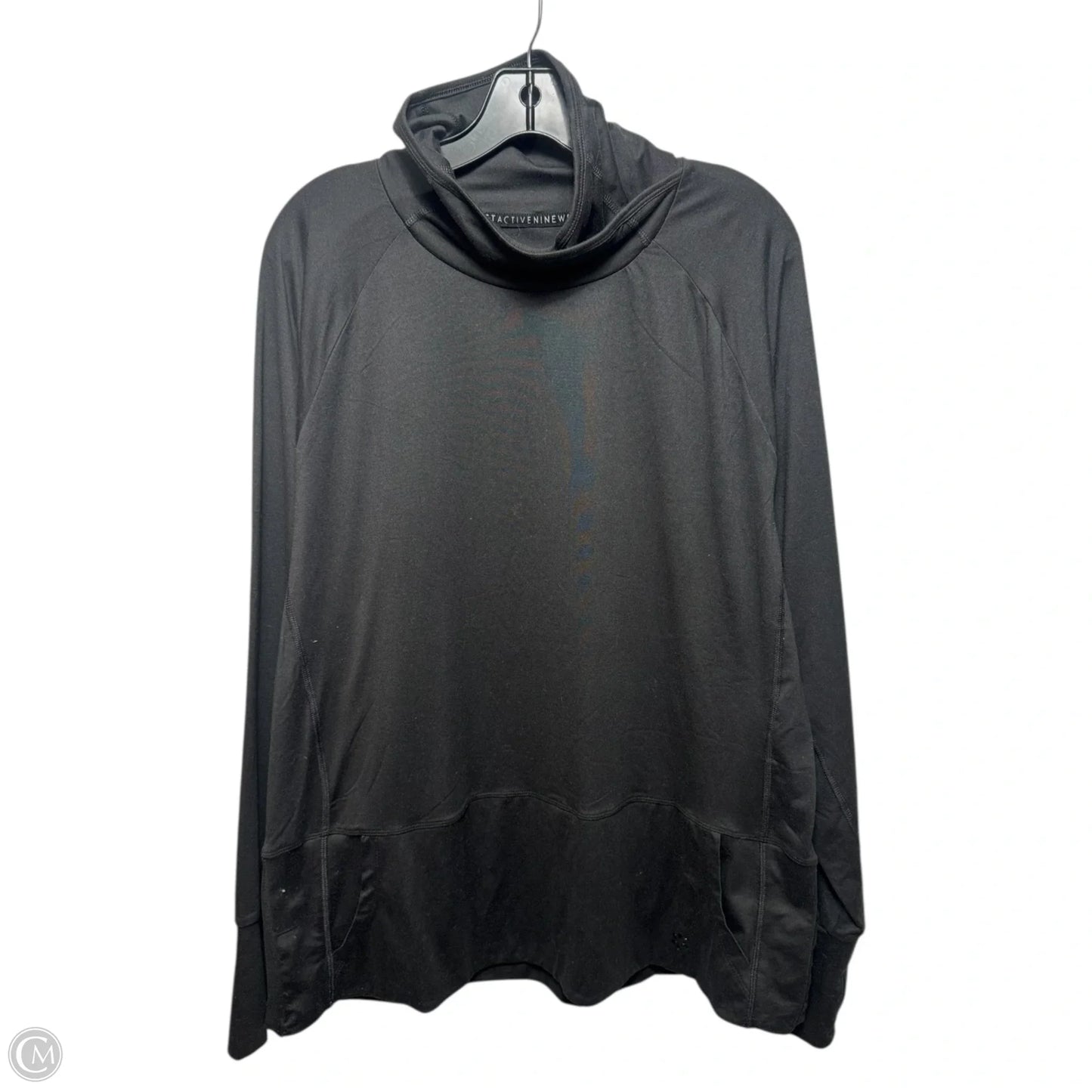 Athletic Top Long Sleeve Collar By Nine West Apparel In Black, Size: 2x