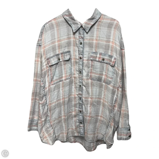 Top Long Sleeve By Free People In Plaid Pattern, Size: L