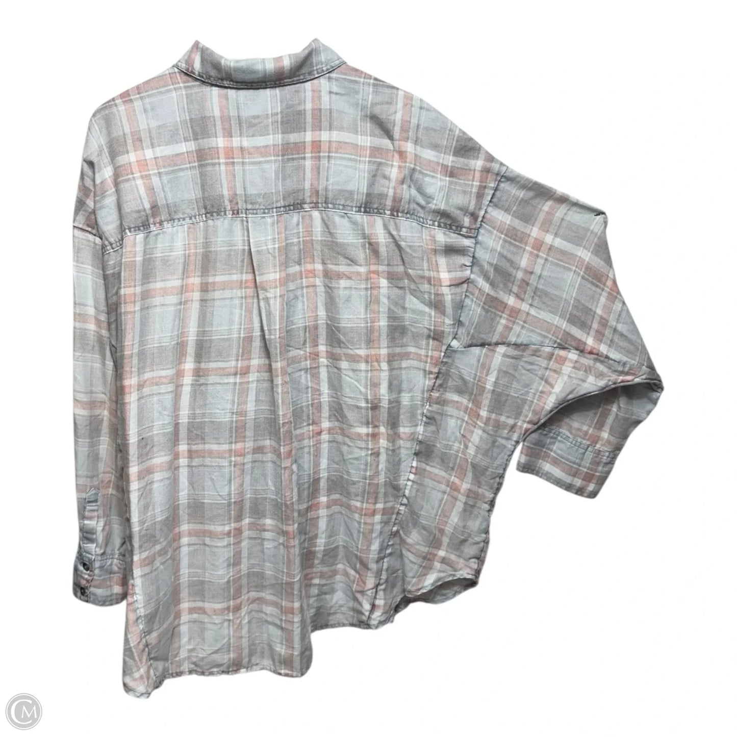 Top Long Sleeve By Free People In Plaid Pattern, Size: L