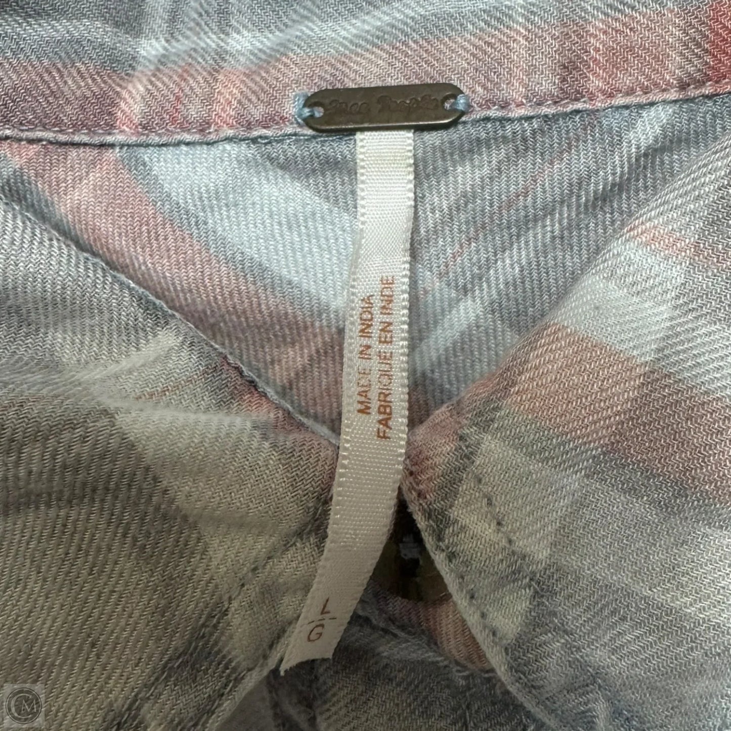 Top Long Sleeve By Free People In Plaid Pattern, Size: L