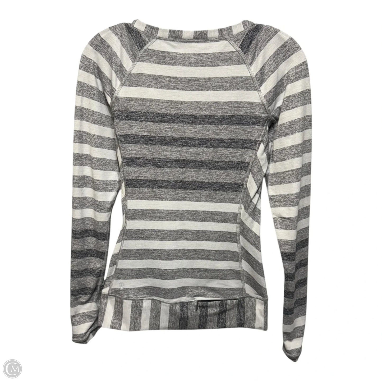 Athletic Top Long Sleeve Collar By Lululemon In Striped Pattern, Size: 4