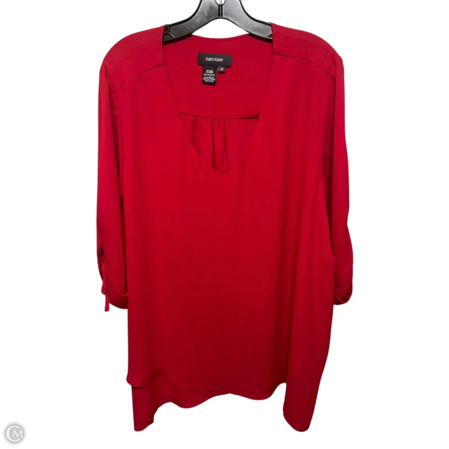 Red Rock Bow Sleeve Top By Karen Kane In Red, Size: 2x