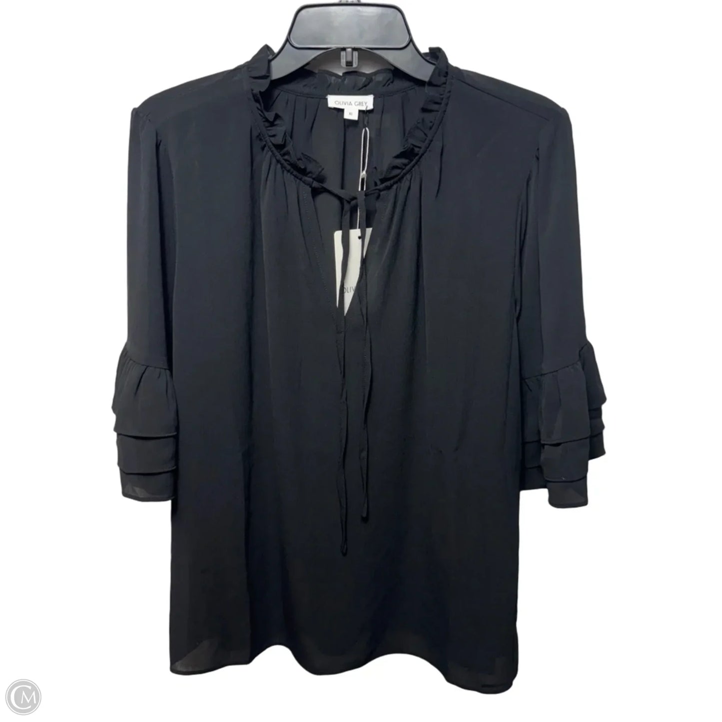 Top Short Sleeve By Olivia Grey In Black, Size: Xl
