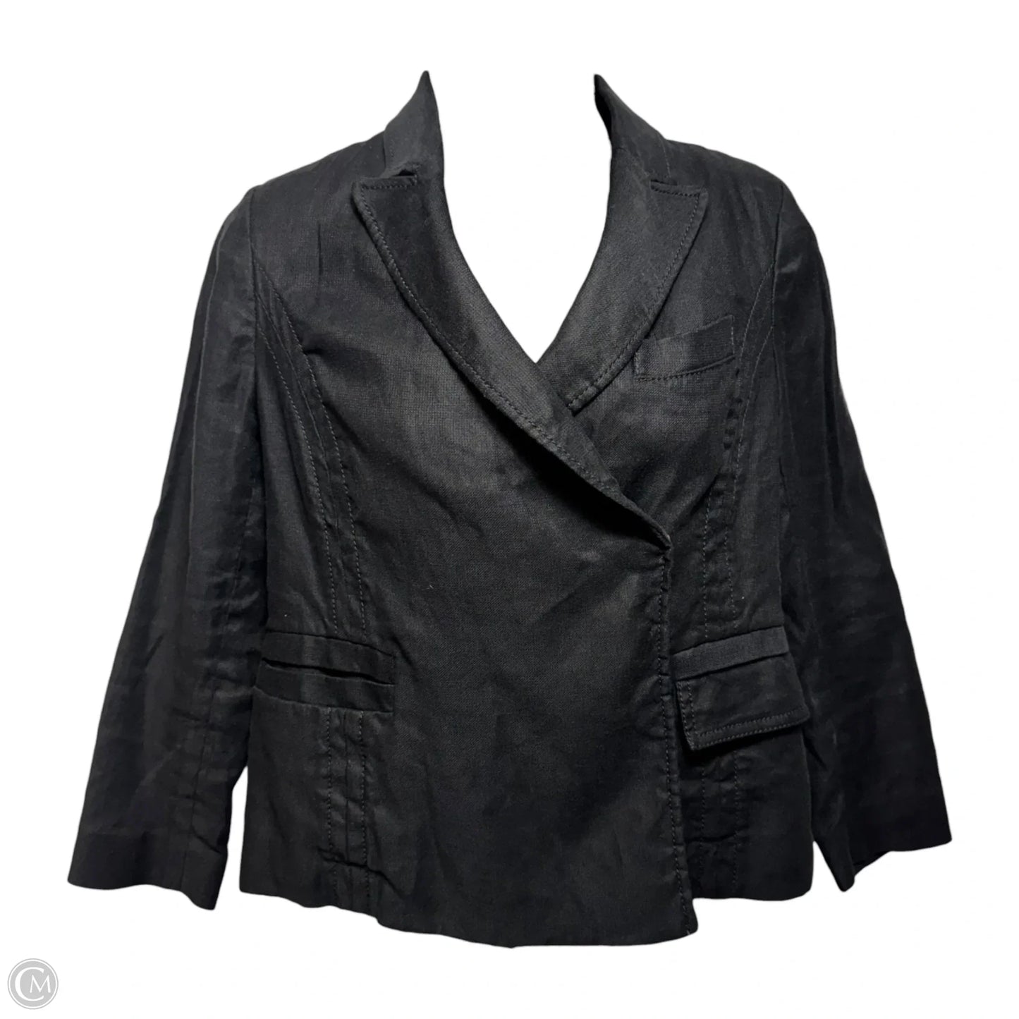 Linen Blend Blazer Jacket Designer By Diane Von Furstenberg In Black, Size: 2