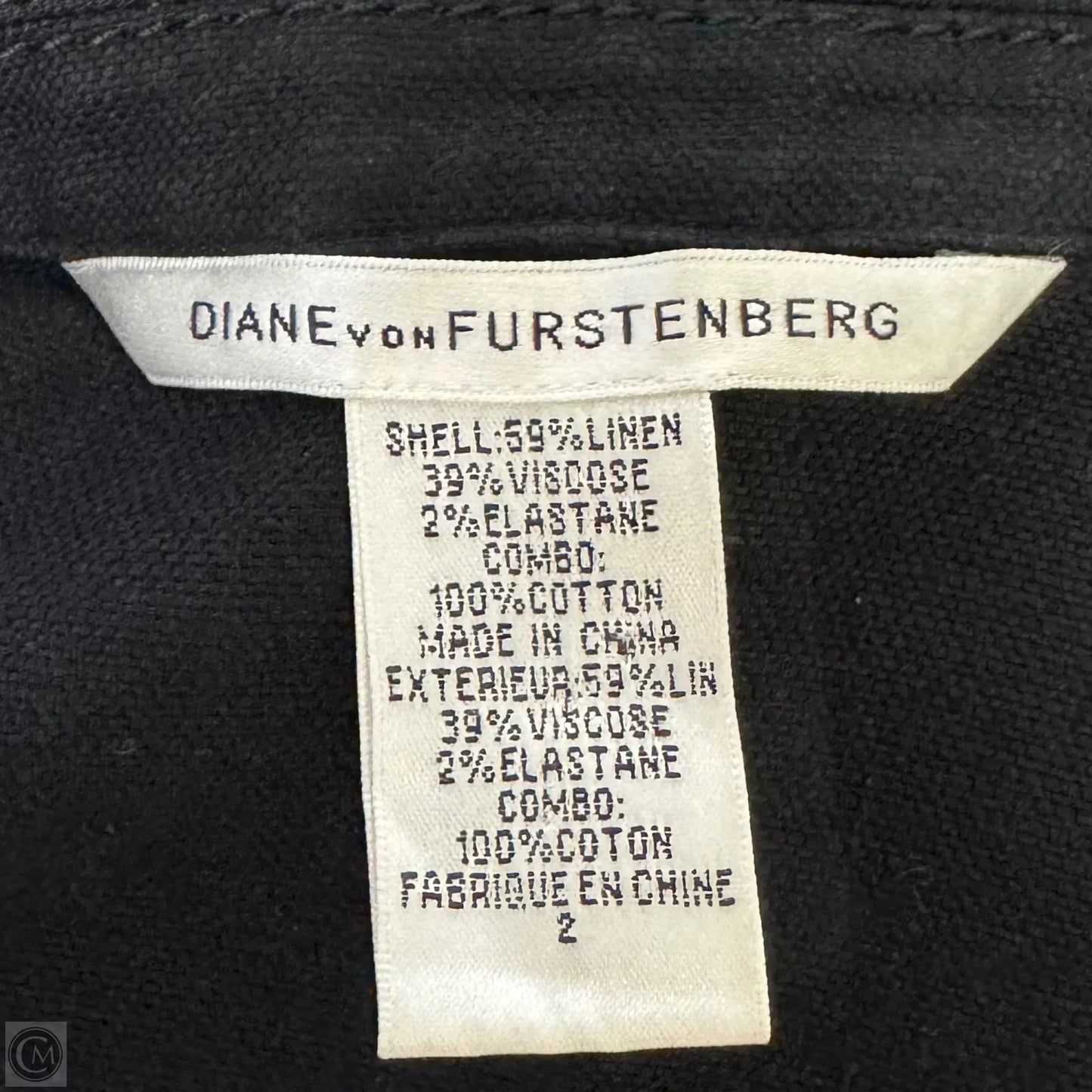 Linen Blend Blazer Jacket Designer By Diane Von Furstenberg In Black, Size: 2